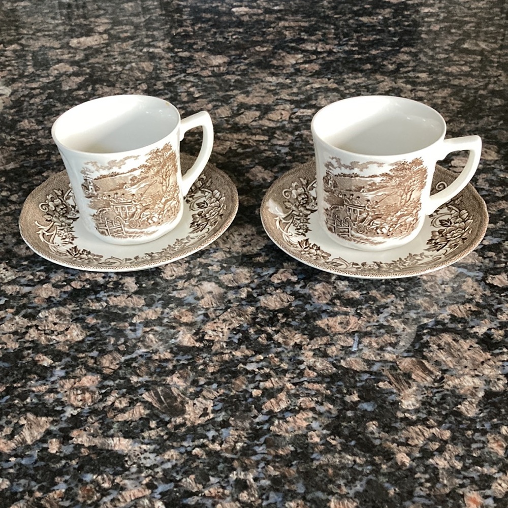 STRTFORD STAGE J&G MEAKIN CUP AND SAUCER SET OF 2